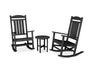 Polywood Polywood Presidential 3-Piece Rocker Set Black Rocking Chair PWS109-1-BL 845748031929