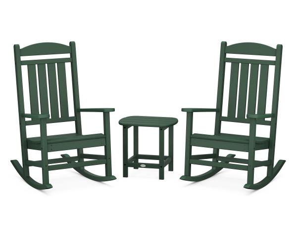 Polywood Polywood Presidential Rocker 3-Piece Set Green Rocking Chair PWS166-1-GR 190609007057