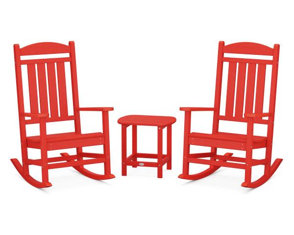 Polywood Polywood Presidential Rocker 3-Piece Set Sunset Red Rocking Chair PWS166-1-SR 190609007064