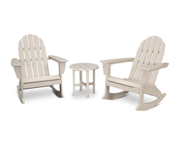 Polywood Polywood Sand Vineyard 3-Piece Adirondack Rocking Chair Set Sand Rocking Chair PWS408-1-SA 190609064463