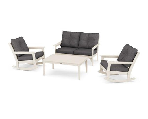 Polywood Polywood Sand Vineyard 4-Piece Deep Seating Rocking Chair Set Sand / Ash Charcoal Rocking Chair PWS404-2-SA145986 190609172038