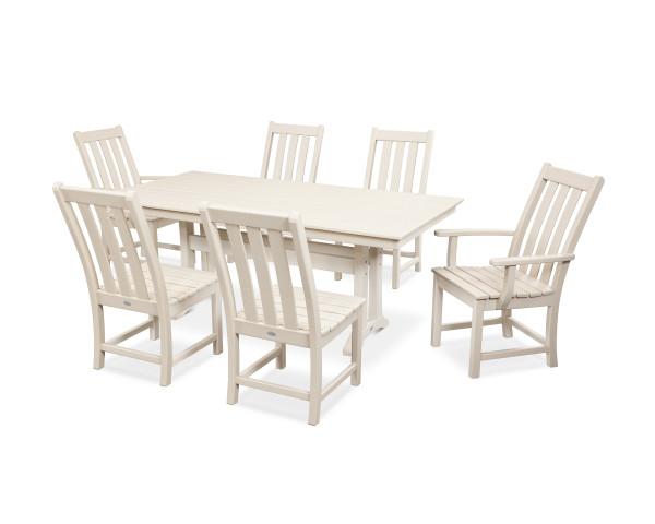 Polywood Polywood Sand Vineyard 7-Piece Farmhouse Trestle Dining Set Sand Dining Sets PWS340-1-SA 190609054341