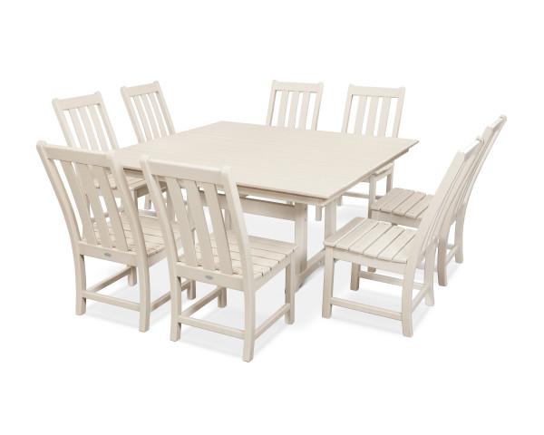 Polywood Polywood Sand Vineyard 9-Piece Farmhouse Trestle Dining Set Sand Dining Sets PWS342-1-SA 190609082436