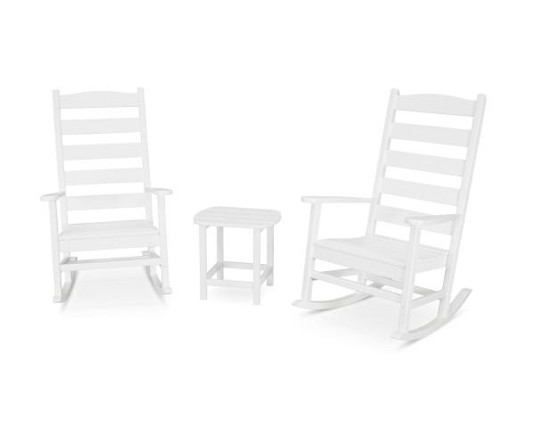 Polywood Polywood Shaker 3-Piece Porch Rocking Chair Set White Rocking Chair PWS474-1-WH 190609114229