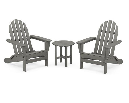 Polywood Polywood Slate Grey Classic Folding Adirondack 3-Piece Set Slate Grey Adirondack Chair PWS214-1-GY 190609068881