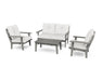 Polywood Polywood Slate Grey Lakeside 4-Piece Deep Seating Set Slate Grey / Natural Linen Seating Sets PWS520-2-GY152939 190609145773