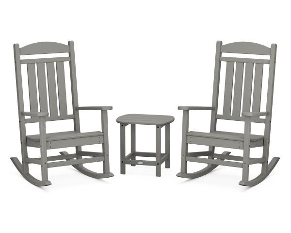 Polywood Polywood Slate Grey Presidential Rocker 3-Piece Set Slate Grey Rocking Chair PWS166-1-GY 190609038525