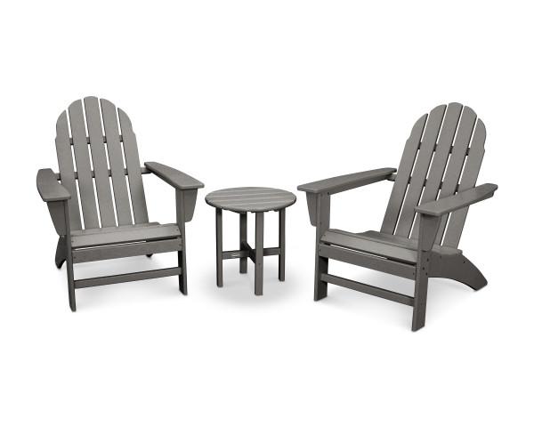 Polywood Polywood Slate Grey Vineyard 3-Piece Adirondack Set Slate Grey Adirondack Chair PWS399-1-GY 190609058134