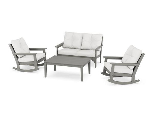 Polywood Polywood Slate Grey Vineyard 4-Piece Deep Seating Rocking Chair Set Slate Grey / Natural Linen Rocking Chair PWS404-2-GY152939 190609172045