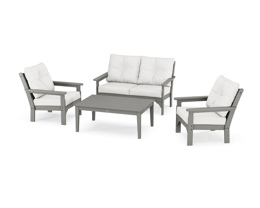 Polywood Polywood Slate Grey Vineyard 4-Piece Deep Seating Set Slate Grey / Natural Linen Seating Sets PWS317-2-GY152939 190609171451