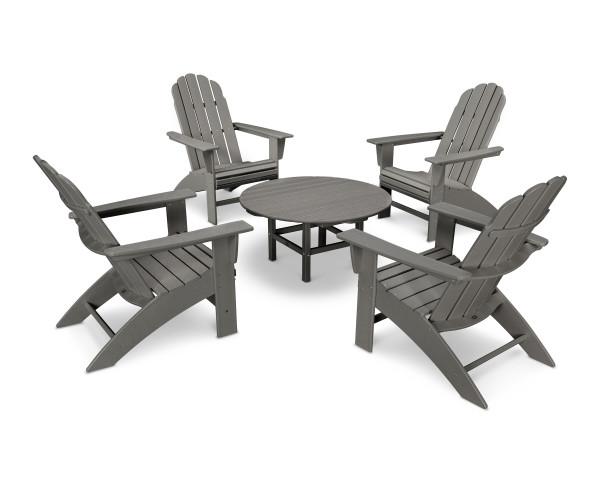 Polywood Polywood Slate Grey Vineyard 5-Piece Oversized Adirondack Set Slate Grey Adirondack Chair PWS400-1-GY 190609058257