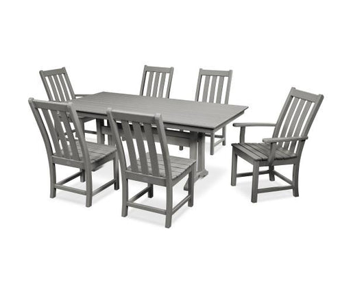 Polywood Polywood Slate Grey Vineyard 7-Piece Farmhouse Trestle Dining Set Slate Grey Dining Sets PWS340-1-GY 190609054327