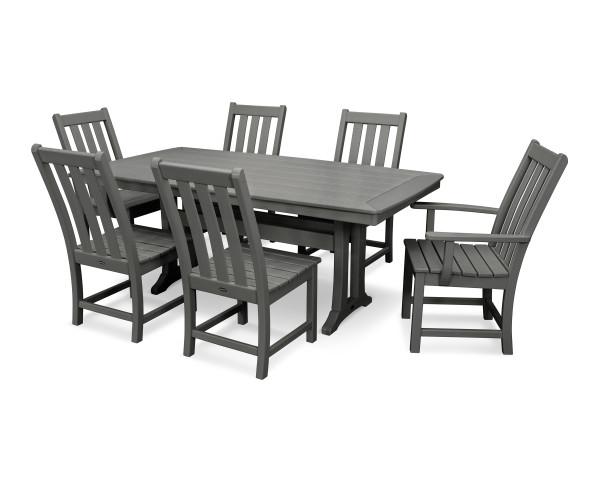 Polywood Polywood Slate Grey Vineyard 7-Piece Nautical Trestle Dining Set Slate Grey Dining Sets PWS343-1-GY 190609060090