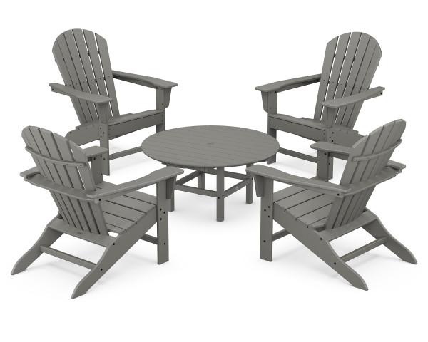 Polywood Polywood South Beach 5-Piece Conversation Group Slate Grey Adirondack Chair PWS105-1-GY 190609038396