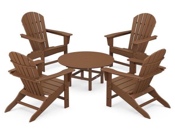 Polywood Polywood South Beach 5-Piece Conversation Group Teak Adirondack Chair PWS105-1-TE 190609038365