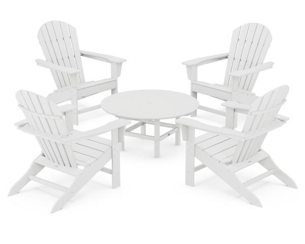 Polywood Polywood South Beach 5-Piece Conversation Group White Adirondack Chair PWS105-1-WH 845748031783