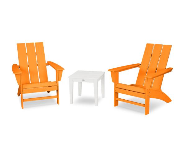 Polywood Polywood Tangerine Modern Adirondack 3-Piece Set Tangerine Adirondack Chair PWS502-1-10452 190609133350