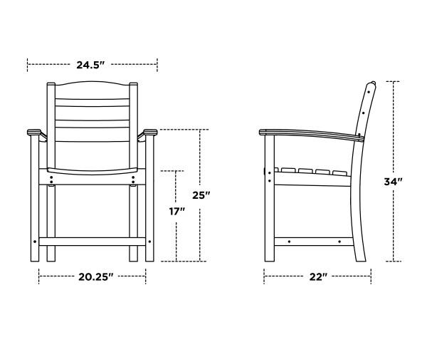 Polywood Polywood Teak La Casa Caf‚ Dining Arm Chair Teak Arm Chair TD200TE 845748025195