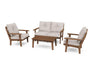 Polywood Polywood Teak Lakeside 4-Piece Deep Seating Set Teak / Dune Burlap Seating Sets PWS520-2-TE145999 190609145797