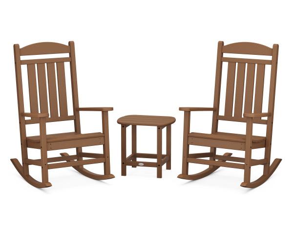 Polywood Polywood Teak Presidential Rocker 3-Piece Set Teak Rocking Chair PWS166-1-TE 190609038532