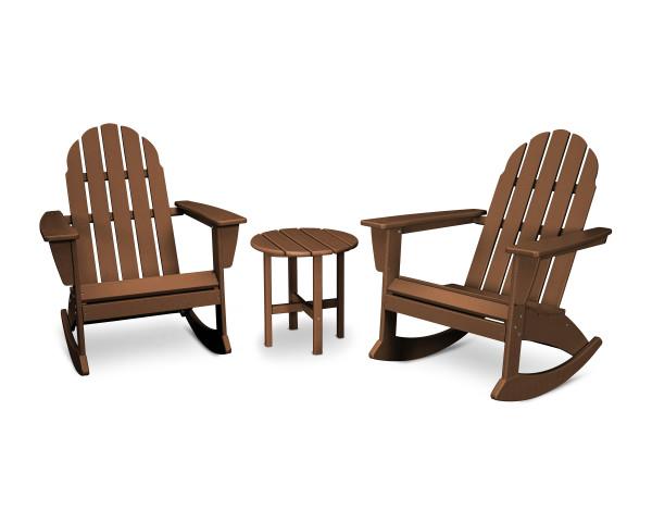 Polywood Polywood Teak Vineyard 3-Piece Adirondack Rocking Chair Set Teak Rocking Chair PWS408-1-TE 190609064494