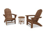 Polywood Polywood Teak Vineyard 3-Piece Curveback Adirondack Set Teak Adirondack Chair PWS418-1-TE 190609071447