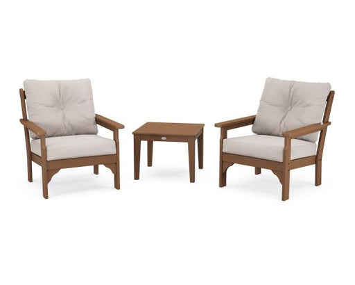 Polywood Polywood Teak Vineyard 3-Piece Deep Seating Set Teak / Dune Burlap Seating Sets PWS402-2-TE145999 190609171956