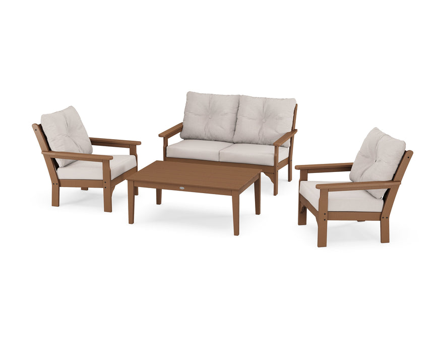 Polywood Polywood Teak Vineyard 4-Piece Deep Seating Set Teak / Dune Burlap Seating Sets PWS317-2-TE145999 190609171420