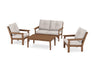 Polywood Polywood Teak Vineyard 4-Piece Deep Seating Set Teak / Dune Burlap Seating Sets PWS317-2-TE145999 190609171420