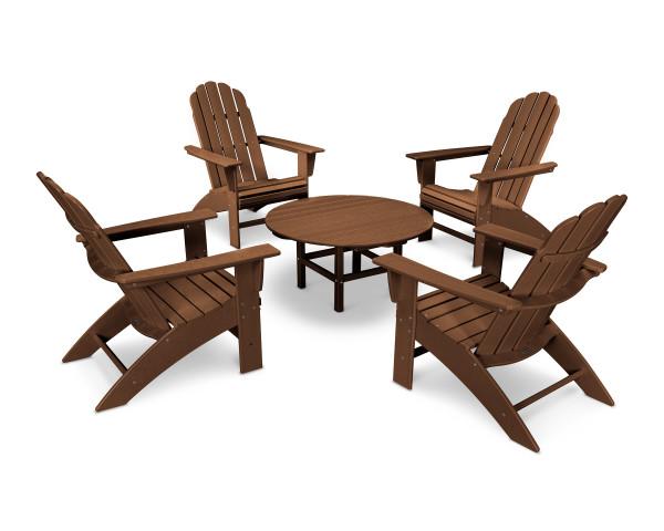 Polywood Polywood Teak Vineyard 5-Piece Oversized Adirondack Set Teak Adirondack Chair PWS400-1-TE 190609058325