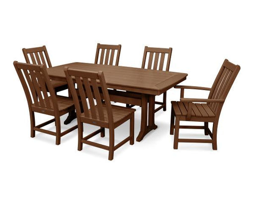 Polywood Polywood Teak Vineyard 7-Piece Nautical Trestle Dining Set Teak Dining Sets PWS343-1-TE 190609060120