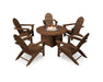 Polywood Polywood Teak Vineyard Adirondack 6-Piece Chat Set with Fire Pit Table Teak Adirondack Chair PWS415-1-TE 190609066634