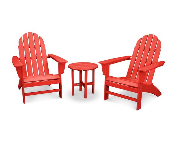 Polywood Polywood Vineyard 3-Piece Adirondack Set Sunset Red Adirondack Chair PWS399-1-SR 190609058189