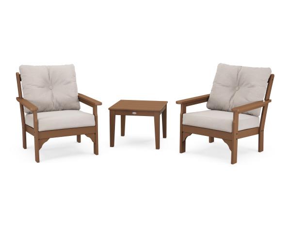 Polywood Polywood Vineyard 3-Piece Deep Seating Set Teak / Dune Burlap Seating Sets PWS402-2-TE145999 190609171956