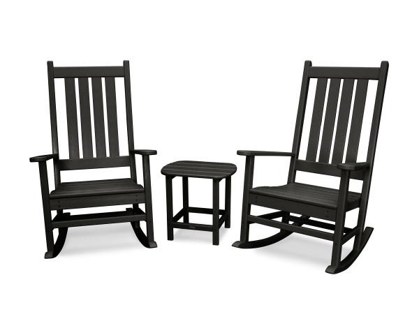 Polywood Polywood Vineyard 3-Piece Rocking Set Black Rocking Chair PWS355-1-BL 190609058363