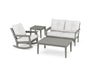 Polywood Polywood Vineyard 4-Piece Deep Seating Rocker Set Slate Grey / Natural Linen Rocking Chair PWS397-2-GY152939 190609171918