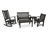 Polywood Polywood Vineyard 5-Piece Bench & Rocking Chair Set Black Rocking Chair PWS357-1-BL 190609058875