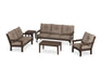 Polywood Polywood Vineyard 5 Piece Deep Seating Set Mahogany / Spiced Burlap Seating Sets PWS318-2-MA146010 190609171482