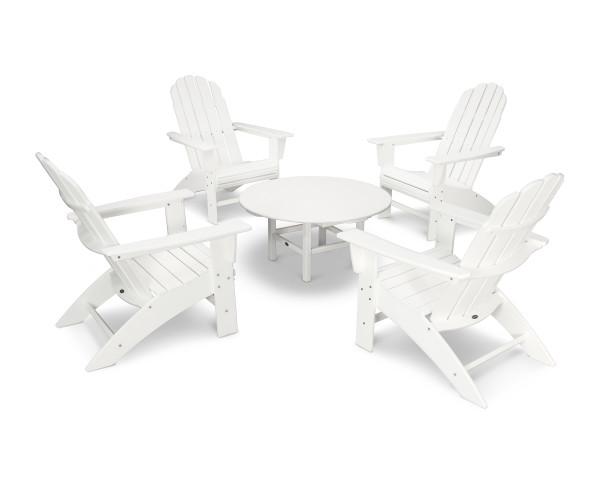 Polywood Polywood Vineyard 5-Piece Oversized Adirondack Set White Adirondack Chair PWS400-1-WH 190609058332