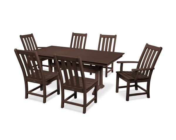 Polywood Polywood Vineyard 7-Piece Farmhouse Trestle Dining Set Mahogany Dining Sets PWS340-1-MA 190609054334