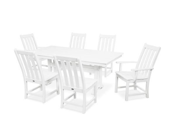 Polywood Polywood Vineyard 7-Piece Farmhouse Trestle Dining Set White Dining Sets PWS340-1-WH 190609054358