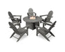 Polywood Polywood Vineyard Adirondack 6-Piece Chat Set with Fire Pit Table Slate Grey Adirondack Chair PWS415-1-GY 190609066603