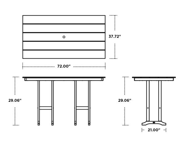 Polywood Polywood White Farmhouse 37" x 72" Dining Table White Dining Table FDT3772WH 190609136467