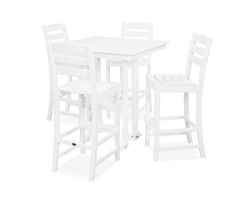 Polywood Polywood White La Casa Cafe 5-Piece Farmhouse Trestle Bar Set White Bar Set PWS435-1-WH 190609083372