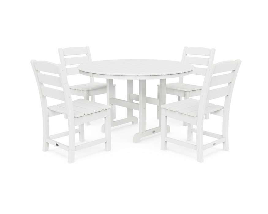 Polywood Polywood White Lakeside 5-Piece Round Side Chair Dining Set White Dining Sets PWS517-1-WH 190609144141