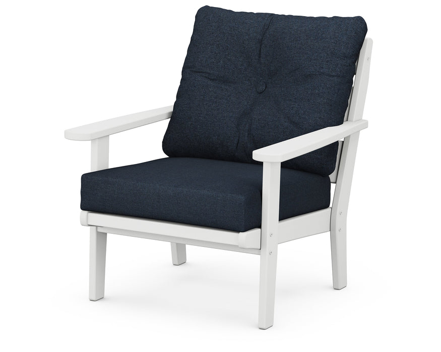 Polywood Polywood White Lakeside Deep Seating Chair White / Marine Indigo Seating Chair 4411-WH145991 190609136764