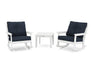 Polywood Polywood White Vineyard 3-Piece Deep Seating Rocker Set White / Marine Indigo Rocking Chair PWS396-2-WH145991 190609261046