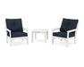 Polywood Polywood White Vineyard 3-Piece Deep Seating Set White / Marine Indigo Seating Sets PWS402-2-WH145991 190609171932