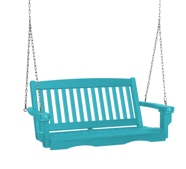 Wildridge Wildridge Classic 4 ft. Recycled Plastic Mission Porch Swing Aruba Blue Poly Porch Swing LCC-205-AB