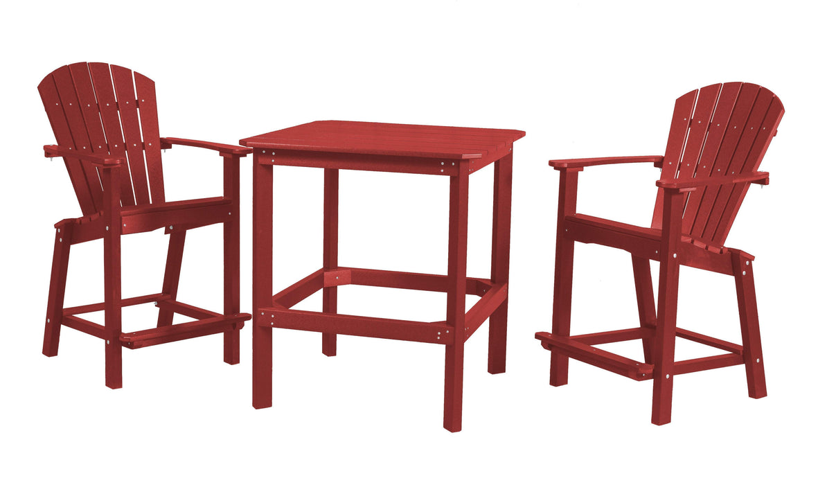 Wildridge Wildridge Classic Recycled Plastic High Dining Set Cardinal Red Dining Sets LCC-288-CR